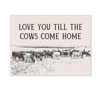 Haitunone I Love You Till The Cows Come Home Wall Art Black And White Western Cowboy Poster Southwestern Country Animal Canvas Prints Farmhouse Living Room Wall Decor 12X16 inch Unframed