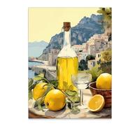 Haitunone Italian Lemon Wall Art Summer Coast Food Drink Poster Vintage Yellow Rustic Limoncello Canvas Prints for Farmhouse Kitchen Bathroom Wall Decor 12x16 inch Unframed