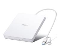 Haiway External DVD Drive, USB 3.0 Type-C CD DVD Burner, Portable +/-RW CD/DVD Optical Drive Slim CD ROM Reader Writer Player for Laptop Desktop PC MacBook Windows 11/10/8/7 Linux Mac OS (White)