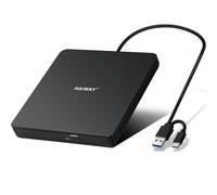 Haiway External DVD Drive, USB 3.0 Type-C CD DVD Burner, Portable +/-RW CD/DVD Optical Drive Slim CD ROM Reader Writer Player for Laptop Desktop PC MacBook Windows 11/10/8/7 Linux Mac OS (Black)