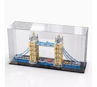 HAIWENFEIQI Acrylic Display Case for Lego London Bridge 10214, Transparent Dustproof Display Case, 42.1 x 11.8 x 0.118 inches, Clear with Yellow accents
