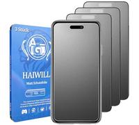 HAIWILL Pack of 3 Matte Screen Protectors for iPhone 17 Pro Max, Anti-Fingerprint, Anti-Reflective, Anti-Scratch Screen Protector, 9H Tempered Glass for Apple 17 Pro Max, 6.9 Inches