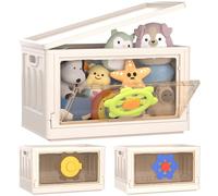 HAIXIN 95L Large Toy Box Stackable Storage Boxes with Lids Collapsible Container Organizer for Girls Boys Plastic Storage Units Chest Toy Basket for Bedroom Living Room Moveable (Green, 1 Pack)