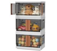 HAIXIN Storage Boxes with Lids - Collapsible Bin, Really Useful Box, 45L Stackable Organiser Storage, stackable storage boxes, Foldable Plastic Box Door, CD (3 Pack)