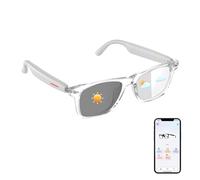 HAIXINDA AI Bluetooth Glasses, AI Glasses Powered by ChatGPT, Color-Change Lenses, Support 169 Languages, Real-Time Translation via APP, Smart Glasses for Meeting/Travel/Trade (Clear)