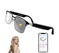 HAIXINDA AI Smart Glasses with ChatGPT, Bluetooth Glasses for Women & Men, Photochromic Lenses, Real-Time Translation in 160+ Languages via APP, AI Glasses with Speakers for Indoor Outdoor (Silver)