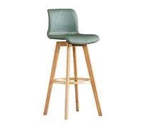 HAIYU Wooden Bar Stool Nordic Rustic High Chair with Backrest 360 Degree Rotation Seat for Kitchen Dining Room Cafe Green (71cm)