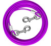 HaiYUAN Dog Tie Out Cable 10/15/20/25/30 FT Dog Runner for Yard Steel Wire Dog Cable with Durable Superior Clips purple Dog Chains for Outside Dog Lead for Large Dogs Up to 165 lbs