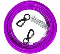 HaiYUAN Dog Tie Out Cable 10/15/20/25/30 FT Dog Runner for Yard Steel Wire Dog Cable with Durable Superior Clips purple Dog Chains Heavy Duty for Outside Hold Large Dogs Up to 165 lbs