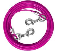 HaiYUAN Dog Tie Out Cable 10/15/20/25/30 FT Dog Runner for Yard Steel Wire Dog Cable with Durable Superior Clips Pink Dog Chains for Outside Dog Lead for Large Dogs Up to 165 lbs