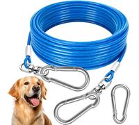 HaiYUAN Dog Tie Out Cable - Heavy Duty Dog Chain for Yard, Blue/Purple/Green/Pink Outdoor Tether & Leash, 10/15/20/30Ft,Lead for Dogs Outside