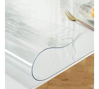 haiyusm Clear Desk Mat Transparent PVC Table Protective Pad Plastic Protector Cloth Film Dustproof Waterproof Table Cover Wipeable for Coffee Table Dining Table Writing Desk (Transparent,60cm×140cm)