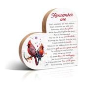 Haizct Remember Me Don't Remember Me With Sadness Cardinal Bird Wooden Heart Plaque Sign, Home Desk Shelf Decor, Memorial Poem, Memorial Gifts For Loss Of Loved One, Bereavement Gifts For Friend