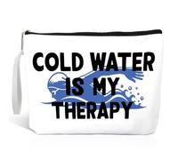 Haizct SWIM Makeup Bag With Zipper, Funny Travel Toiletry Bag Gifts for Swimming Lover Swimminge, White, 9.7x7.3x1.85 inches, My Therapy 1
