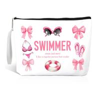 Haizct Swimmer Like a regular person but cooler Makeup Bag With Zipper, Funny Cosmetic Bag Gifts for Swimmer Player Lover, Gifts for Daughter Sister BFF, Birthday Thank You for Coach Player Fan