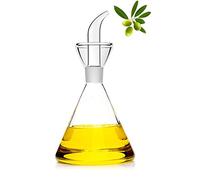 HAIZEEN 250ml/9oz Clear Glass Olive Oil Dispenser Bottle - Oil & Vinegar Cruet with Pourers and NO Funnel Needed - Olive Oil Carafe Decanter for Kitchen and BBQ