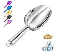 Haizsijin Metal Ice Scoop - 3 Oz Stainless Steel Multipurpose Scooper for Ice Maker, Bucket, Kitchen, Bar Parties & Weddings, Ideal for Popcorn, Flour & Dog Food (3oz-silver)