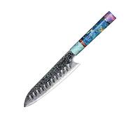 hajegato Professional Japanese Chefs Kitchen Knife Unique Santoku 7" Vg10 67 Layers Damascus Steel Knive with Sheath