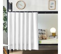 HAJHI 1 Piece Dormitory Bunk Bed Curtains Partition Shelter Curtains for Bed Blackout Privacy Polyester Loft Bed Curtains with Rope Closure Dustproof(3 * 1.1m,White)
