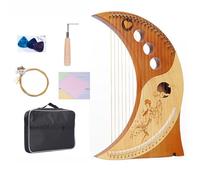 HAJHI 15/19 Strings Lever Harp Box Type Moon Resonance Chamber, Easy to Learn Portable Lap Harp Solid Wood Professionals Lyre Harp Concerts Café(Moon-set)