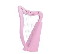 HAJHI 15/19 Strings Lever Harp Box Type Moon Resonance Chamber, Easy to Learn Portable Lap Harp Solid Wood Professionals Lyre Harp Concerts Café(15-string-pink)