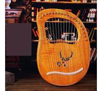 HAJHI 16/19 Strings Portable Harp Instruments Beginners Student Mahogany Lyre Harp with Strings Bags Tuning Wrench Plectrum Cleaning Cloth Gigging Lap Harp(19-string-Case-Deer)