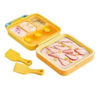 HAJHI 2-in-1 at Home Rolled Ice Cream Maker 304 Stainless Steel Portable Instant Ice Cream Maker for Camping Ice Cream Tray Birthday Gift(Yellow)