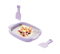 HAJHI 2 Scrapers Rolled Ice Cream Tray Manual Rolled Ice Cream Maker for Yogurt Smoothies No Electricity Instant Ice Cream Maker Portable(Purple)