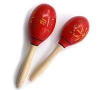 HAJHI 2pcs Painted Wooden Maracas Party Ktv Ambient Props Rhythm Sand Hammer Early Learning Music Enlightenment Sound Clarity for Children Beginners(A)