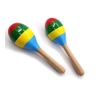 HAJHI 2pcs Painted Wooden Maracas Party Ktv Ambient Props Rhythm Sand Hammer Early Learning Music Enlightenment Sound Clarity for Children Beginners(Color)