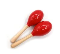 HAJHI 2pcs Painted Wooden Maracas Party Ktv Ambient Props Rhythm Sand Hammer Early Learning Music Enlightenment Sound Clarity for Children Beginners(Red)