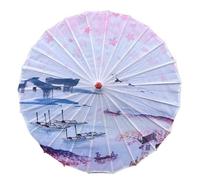 HAJHI 32in Chinese Umbrella Silk Japanese Umbrella Sun Protection Hanfu Photography Parasols for Wedding Portable Lightweight(R)