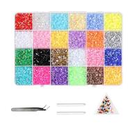 HAJHI 3mm Resin Flatback Bedazzling Kit Ab-Multicolour Handmade DIY Nail Charms with Tools Rhinestones for Bedazzling for Hairbands(130-19500pcs)