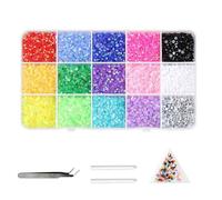 HAJHI 3mm Resin Flatback Bedazzling Kit Ab-Multicolour Handmade DIY Nail Charms with Tools Rhinestones for Bedazzling for Hairbands(132-12000pcs)