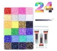 HAJHI Ab-Multicolour Nail Charms Decorative Eyes Lips Bedazzling Kit with Glue 3mm Resin Bedazzler Kit with Rhinestones Flatback for Painting(24-Cell A - 24000pcs)