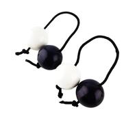 HAJHI Adjustable Rope Asalato Shakers Two-Handed Rhythm Percussion, 2pcs Tambourine Kashaka African Traditional Instruments Easy to Learn Party Schools(Black and White)