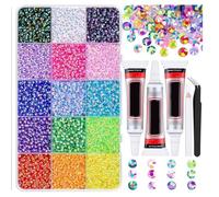HAJHI Bedazzling Kit with Glue 3mm Ab-Multicolour Nail Gems Flatback Jelly Rhinestones for Bedazzling with Tools for Craft Enthusiasts