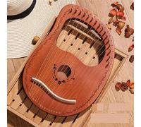 HAJHI Box Type/Board Harp Instruments Set Party Travel Bonfire, Mahogany Lyre Harp 10/16 Strings Portable Tuning Lever Beginners Lap Harp Spare Strings(16 tone log color-B)