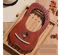 HAJHI Box Type/Board Harp Instruments Set Party Travel Bonfire, Mahogany Lyre Harp 10/16 Strings Portable Tuning Lever Beginners Lap Harp Spare Strings(10 tone Coffee)