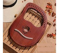 HAJHI Box Type/Board Harp Instruments Set Party Travel Bonfire, Mahogany Lyre Harp 10/16 Strings Portable Tuning Lever Beginners Lap Harp Spare Strings(16 tone Coffee-B)