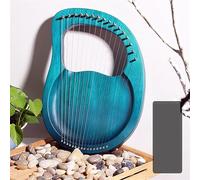 HAJHI Box Type/Board Harp Instruments Set Party Travel Bonfire, Mahogany Lyre Harp 10/16 Strings Portable Tuning Lever Beginners Lap Harp Spare Strings(16 Tone. Emerald Green)