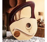 HAJHI Box Type Lap Harp Spruce Metal Strings 21/24-Tone Tuning Wrench Plectrum Lyre Harp Carving Scales Easy to Learn Harp Instruments Portable(21-string,C)