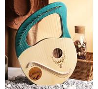 HAJHI Box Type Lap Harp Spruce Metal Strings 21/24-Tone Tuning Wrench Plectrum Lyre Harp Carving Scales Easy to Learn Harp Instruments Portable(24-string,B)