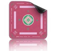 HAJHI Chinese Style Square Mahjong Mat Domestic Use Game Mat for Table Non-Slip Roll-Up Storage for New Year Card Games(60 * 60cm,Pink B)