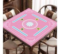 HAJHI Chinese Style Square Mahjong Mat Domestic Use Game Mat for Table Non-Slip Roll-Up Storage for New Year Card Games(100 * 100cm,Pink A)