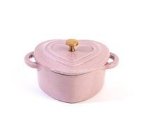 HAJHI Enameled Cast Iron Dutch Oven Heart-Shaped Soup Making Casserole Pot with Lid Dual Handles Nonstick for Gas Induction Stoves(Pink 350ml)