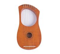 HAJHI Greece Harp Instruments Solid Wood Mahogany 7/10 Strings Box Type Lyre Harp Sets Metal Strings Tunable Plectrum Portable Lap Harp Travel Camping(7 Tone Floral A)