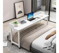 HAJHI Hospital Bed Table Rolling for Breakfast Studying Bedside Table with Wheels Leisure Day Overbed Table for Computer Games(120 * 40 * 80cm,White - B)