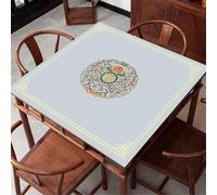 HAJHI Living Room Game Mat for Table Non-Slip Mahjong Mat Crystal Velvet Silent Mahjong Table Cloth Chinese Style for Tea Rooms Tile Games(100x100cm,Beige-grey)