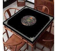HAJHI Living Room Game Mat for Table Non-Slip Mahjong Mat Crystal Velvet Silent Mahjong Table Cloth Chinese Style for Tea Rooms Tile Games(100x100cm,Black)
